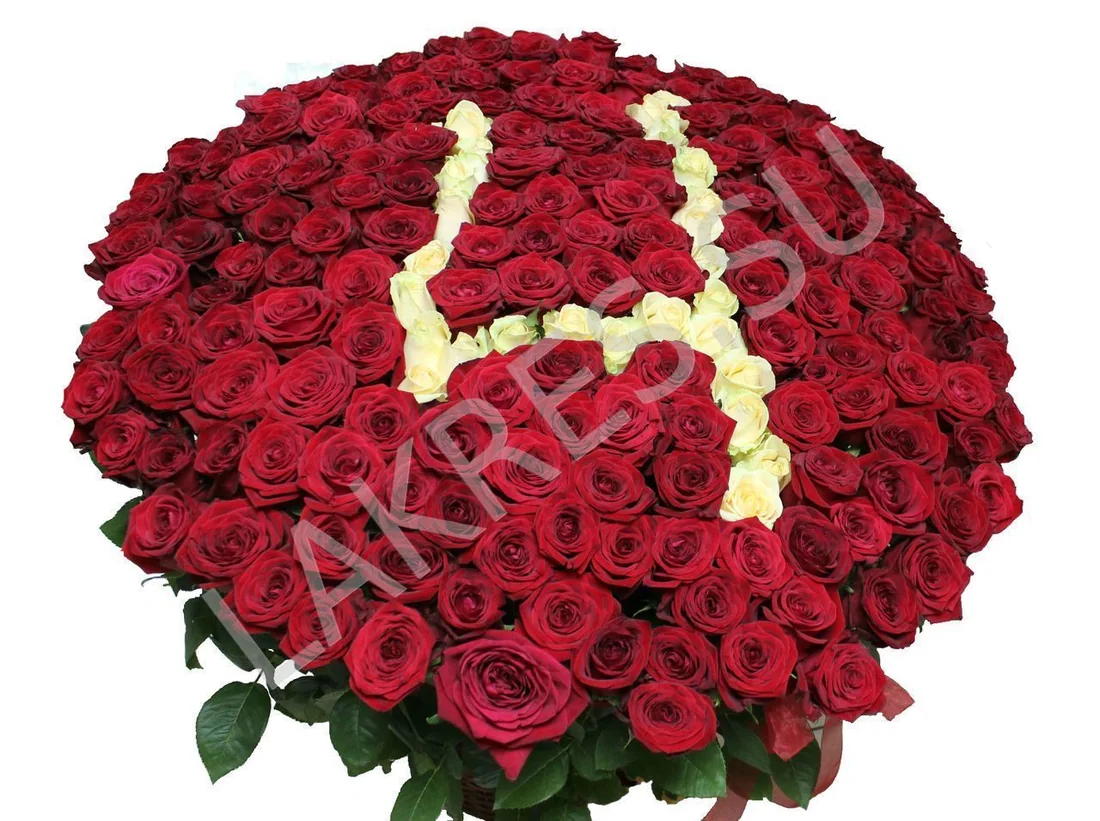 Композиция 201 роза с цифрой "4"