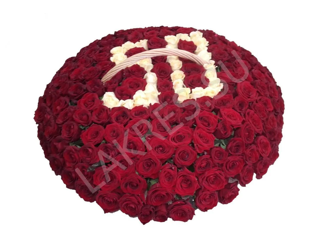 Корзина роз с цифрой 50