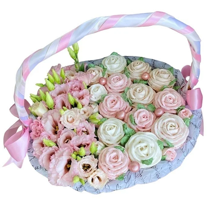 Зефирные цветы в корзине