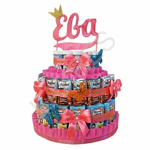 Многоярусный торт из барни Ева